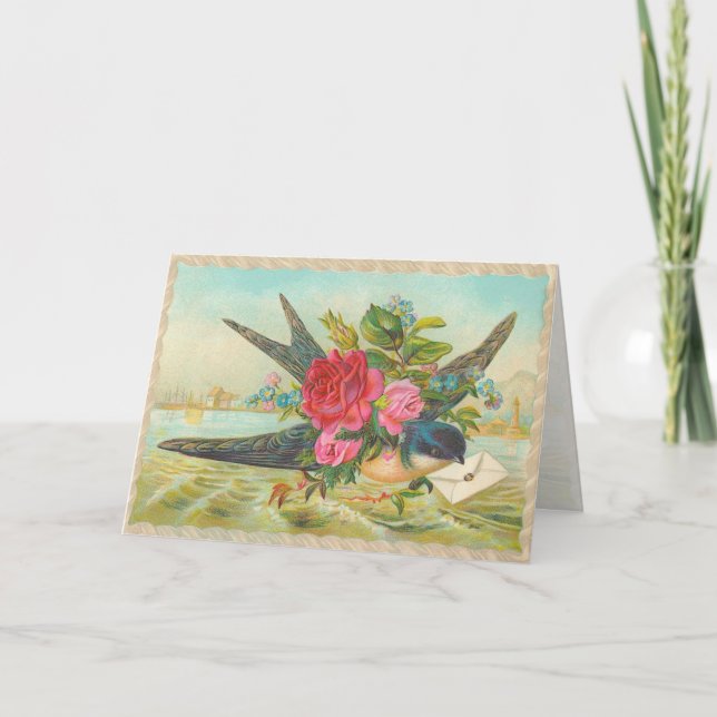 Tarjeta Vintage Wren Birday Card (Anverso)