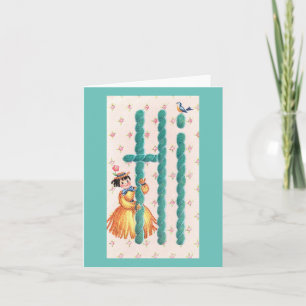 Tarjeta Vintage Yarn Doll Hi Card