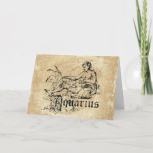 Tarjeta Vintage Zodiac Aquarius