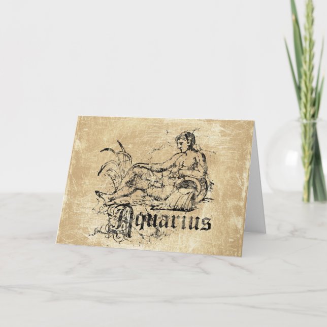 Tarjeta Vintage Zodiac Aquarius (Anverso)