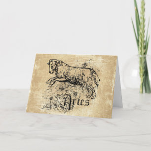 Tarjeta Vintage Zodiac Aries