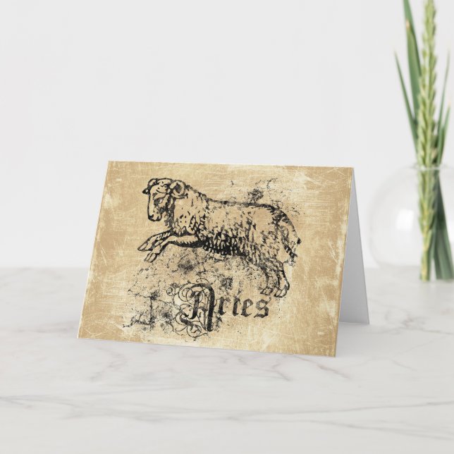 Tarjeta Vintage Zodiac Aries (Anverso)