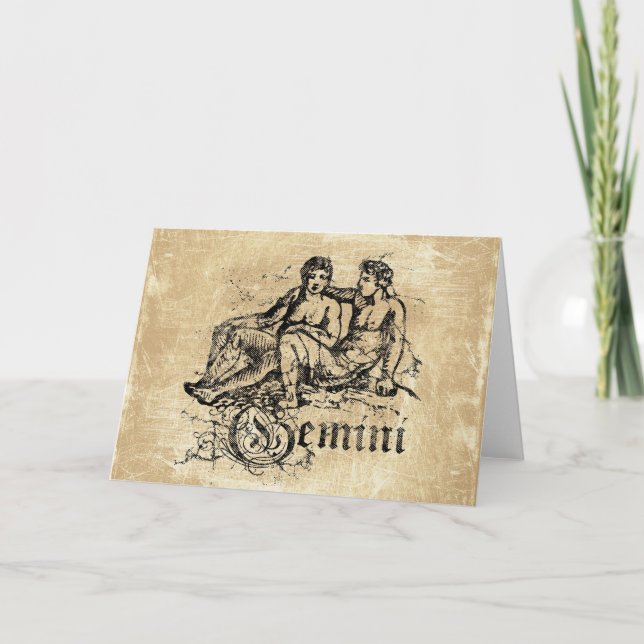 Tarjeta Vintage Zodiac Gemini (Anverso)