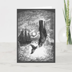 Tarjeta Violación de esperma de vintage de ballenas, anima