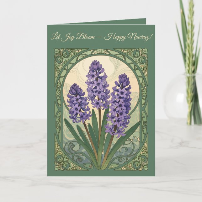 Tarjeta Violet Sonbol Nowruz Hyacinth Bloom (Anverso)