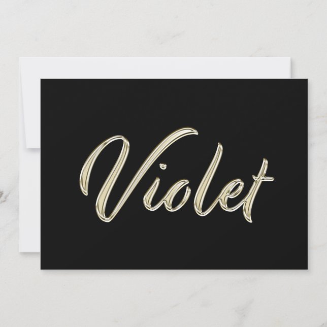 Tarjeta Violet white gold Handwriting Karte (Anverso)