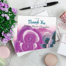 Tarjeta Violeta, Rosa, Rosas Verde azulados Gracias Cartas