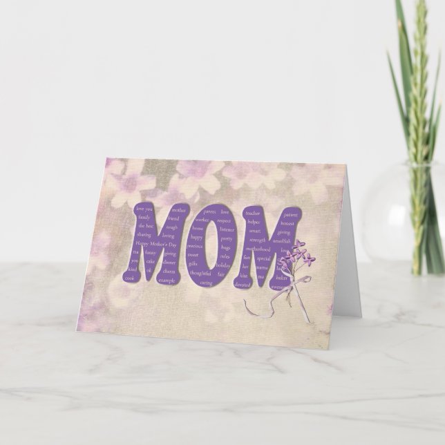 Tarjeta Violetas del Día de la Madre (Anverso)