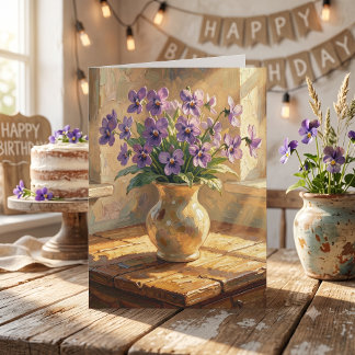 Tarjeta Violetas Purpúreas | Feliz Cumpleaños a mi Amiga