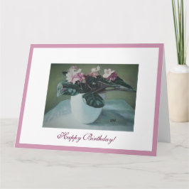 Tarjeta Violetas rosas Bonito arte de cumpleaños de Pola.B