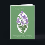 Tarjeta Violets, Febrero Birday Card for Friend<br><div class="desc">Tarjeta de cumpleaños bonito para un amigo,  con un motivo de bonito de violetas,  una de las flores del mes de febrero,  de una pintura acuarela de Judy Adamson. Parte de la colección "Sweet Violets" de Posh & Painterly.</div>