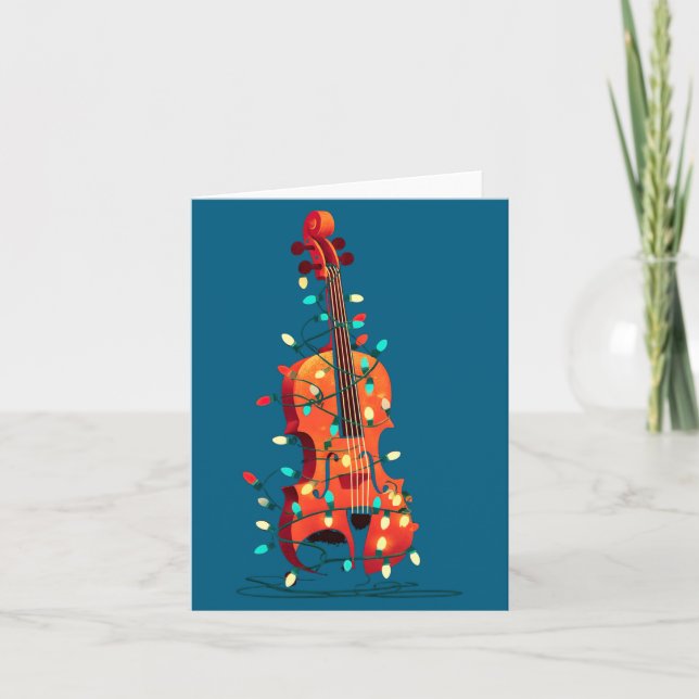 Tarjeta Violin Christmas Graphics Lights Lover Player Viol (Anverso)