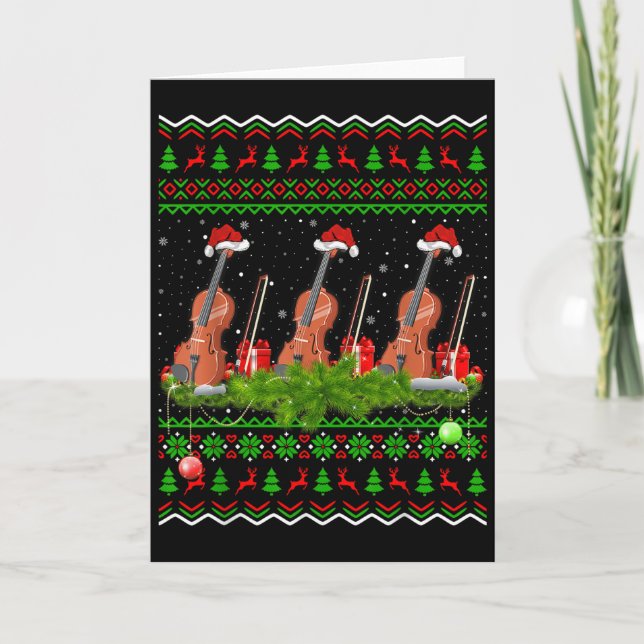 Tarjeta Violin Music Lover Xmas Gift Ugly Christmas Violin (Anverso)
