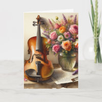Violin, música de chapa y una bolsa de flores Cump