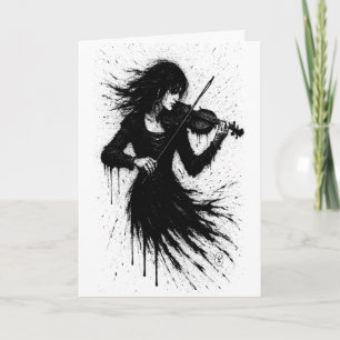 Tarjeta Violinista Desgarrado por la Tinta — Música Ilustr