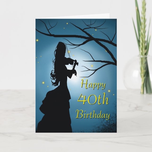 Tarjeta Violinista en su cumpleaños número cuarenta (Anverso)