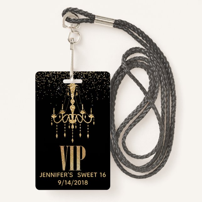 Tarjeta VIP de 16 Fiestas con lámpara dorada (Anverso son cordón)