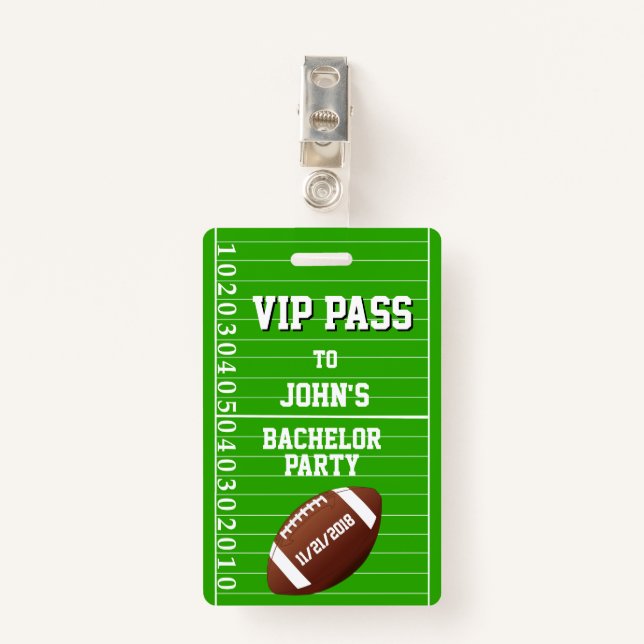Tarjeta VIP del partido Bachelor de Football Grid (Anverso con clip)