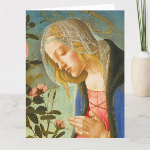 TARJETA VIRGEN ADORANDO AL NIÑO JESÚS DURMIENDO