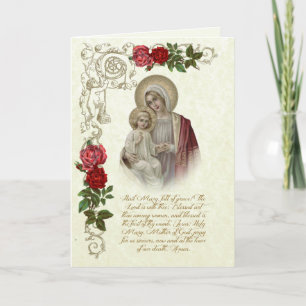 Tarjeta Virgen Bendita Religiosa María Jesús Ave María