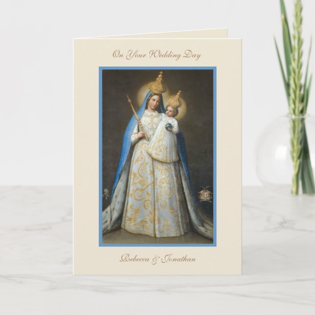 Tarjeta Virgen boda María Jesús Oración religiosa (Anverso)