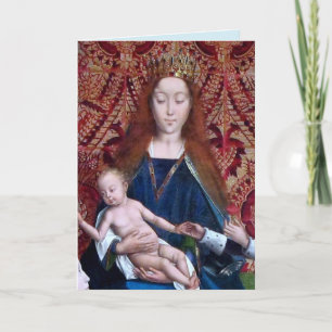 Tarjeta Virgen con Niño entronizados (detalle; M 070) Tarj