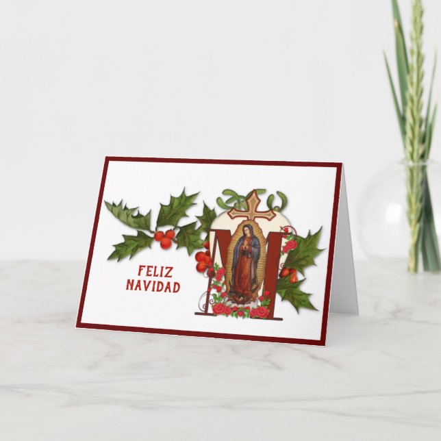 Tarjeta Virgen de Guadalupe Navidad Religioso Hispano (Anverso)