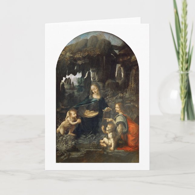 Tarjeta Virgen de las Rocas, Leonardo da Vinci (Anverso)