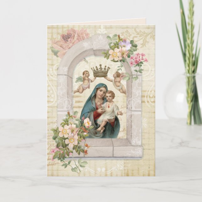 Tarjeta Virgen del Día de la Madre religioso María Jesús Á (Anverso)
