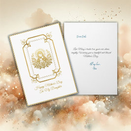 Tarjeta Virgen del tono dorado con Día de la Madre