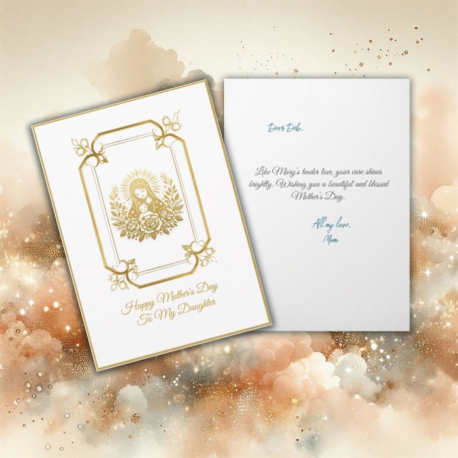 Tarjeta Virgen del tono dorado con Día de la Madre (Subido por el creador)