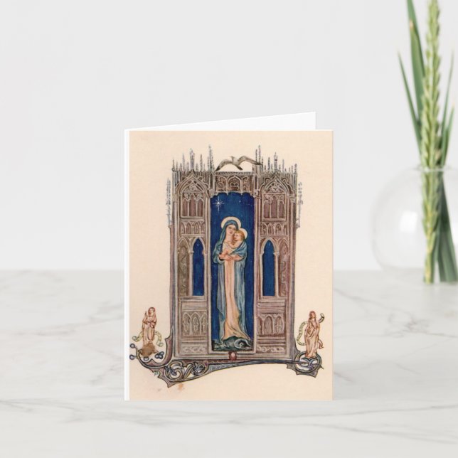 Tarjeta Virgen Madonna de Navidad con niño (Anverso)