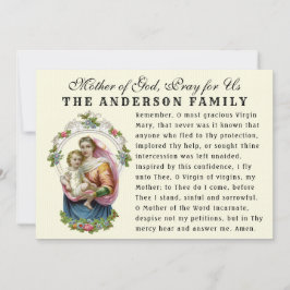 Tarjeta Virgen María Bebé Jesús Oración Católica Memorare