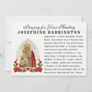 Tarjeta Virgen María Bebé Jesús Oración Católica Memorare