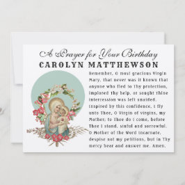 Tarjeta Virgen María Bebé Jesús Oración Católica Memorare