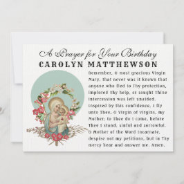 Tarjeta Virgen María Bebé Jesús Oración Católica Memorare