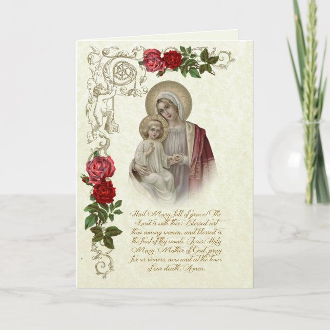 Tarjeta Virgen María Bendita Jesús Ave María (Anverso)