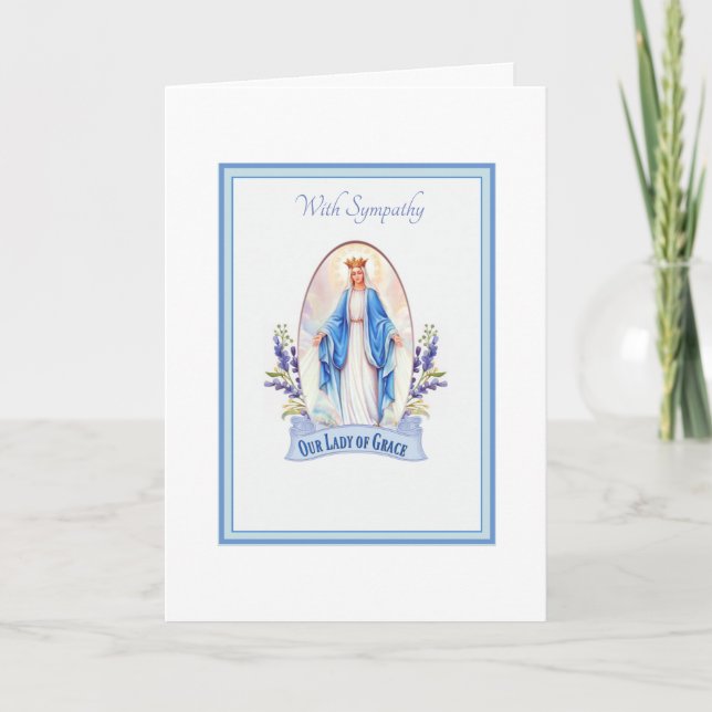 Tarjeta Virgen María Bendita Simpatía Funeral (Anverso)