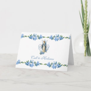 Tarjeta Virgen María Católica Floral Religioso Antiguo