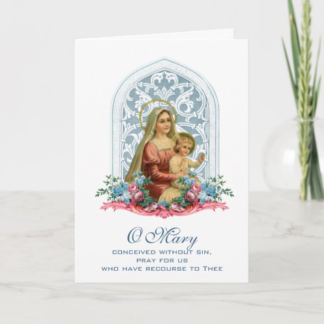 Tarjeta Virgen María Día de la Madre Religioso Católico (Anverso)