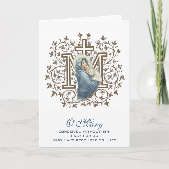 Tarjeta Virgen María Día de la Madre Religioso Católico (Anverso)