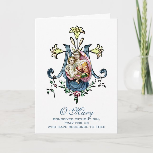 Tarjeta Virgen María Día de la Madre Religioso Católico (Anverso)