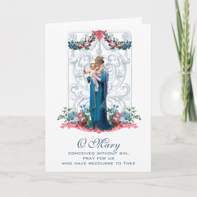 Tarjeta Virgen María Día de la Madre Religioso Católico (Anverso)