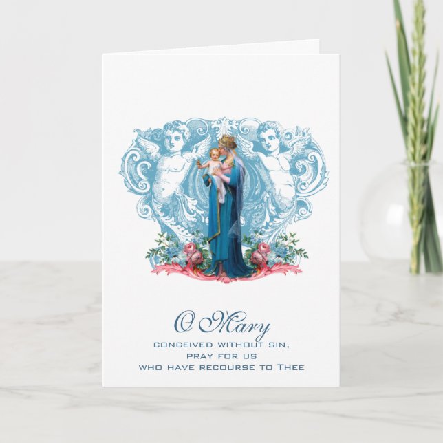 Tarjeta Virgen María Día de la Madre Religioso Católico (Anverso)