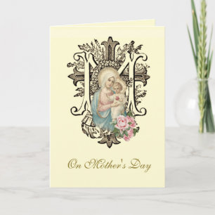 Tarjeta Virgen María Día de las Madres Religiosas Católica