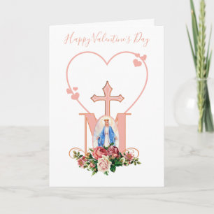 Tarjeta Virgen María Día de San Valentín Católica rel