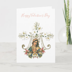 Tarjeta Virgen María   Día de San Valentín    Católica rel