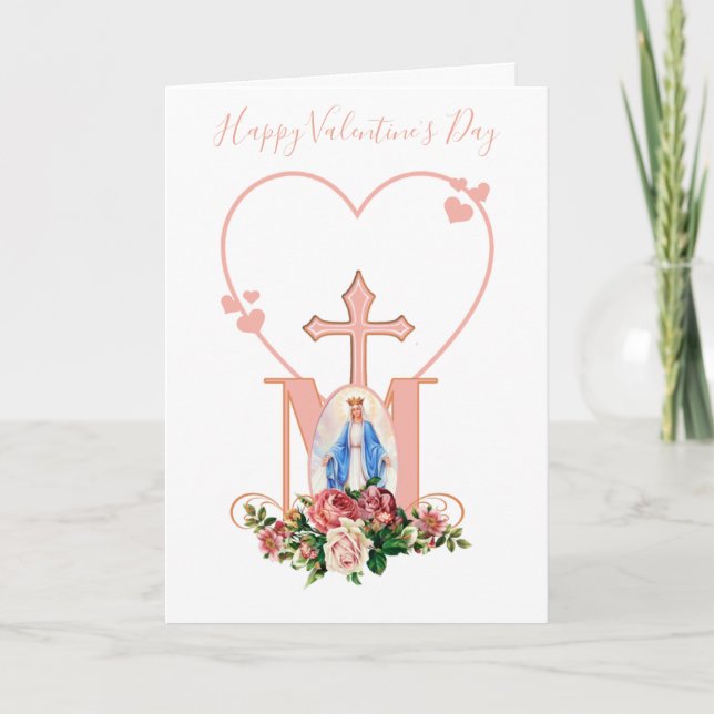 Tarjeta Virgen María | Día de San Valentín | Católico Reli (Anverso)