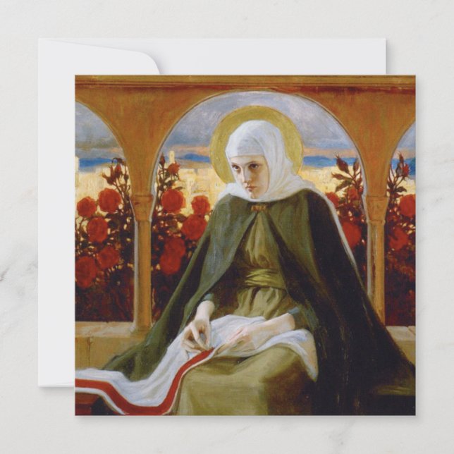 Tarjeta Virgen María en el Jardín Rosa (Albert Edelfelt) (Anverso)