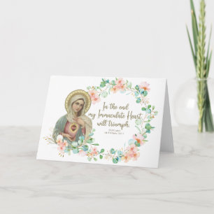 Tarjeta Virgen María Fátima Floral religiosa católica